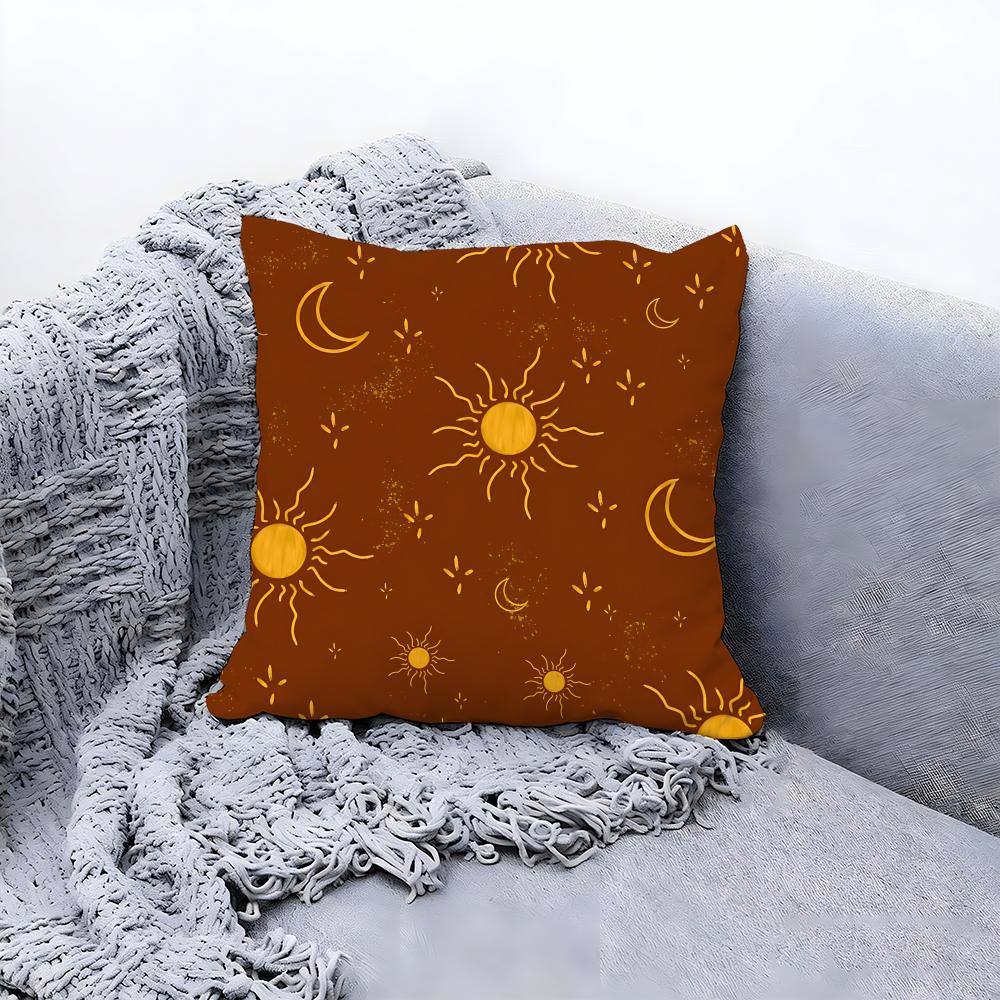 Gorgeous Sun Moon and Stars Cushion Cover Premium Comfort Reversible Pillow Cove Two In One Design for Any Room  Car Interior