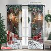 2pcs 2D Flat Printing Merry Christmas Popular Window Curtains Winter Fairy Christmas Durable Polyester Without Electricity