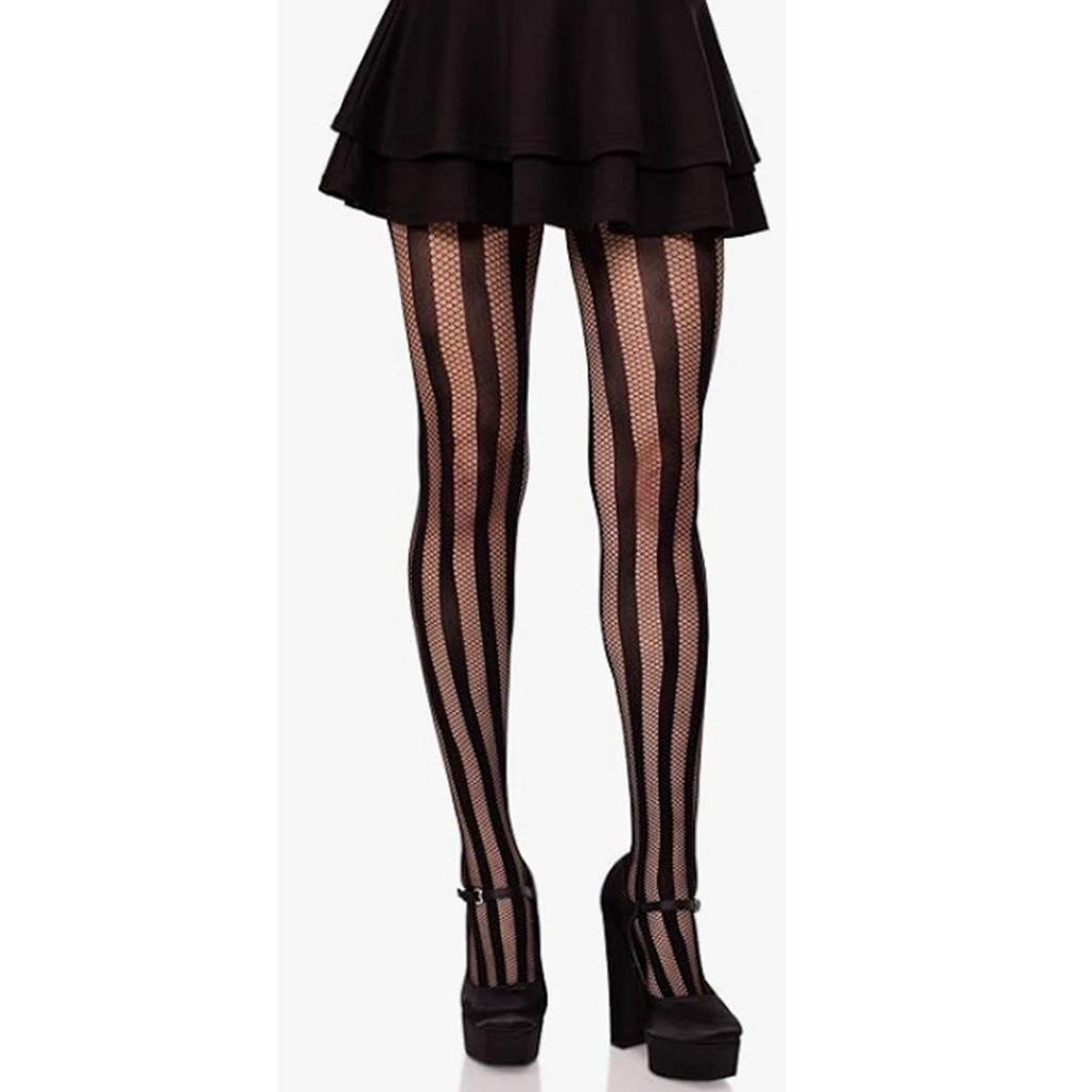 Medias de rejilla con tirantes huecos - Nightclub Black Silk