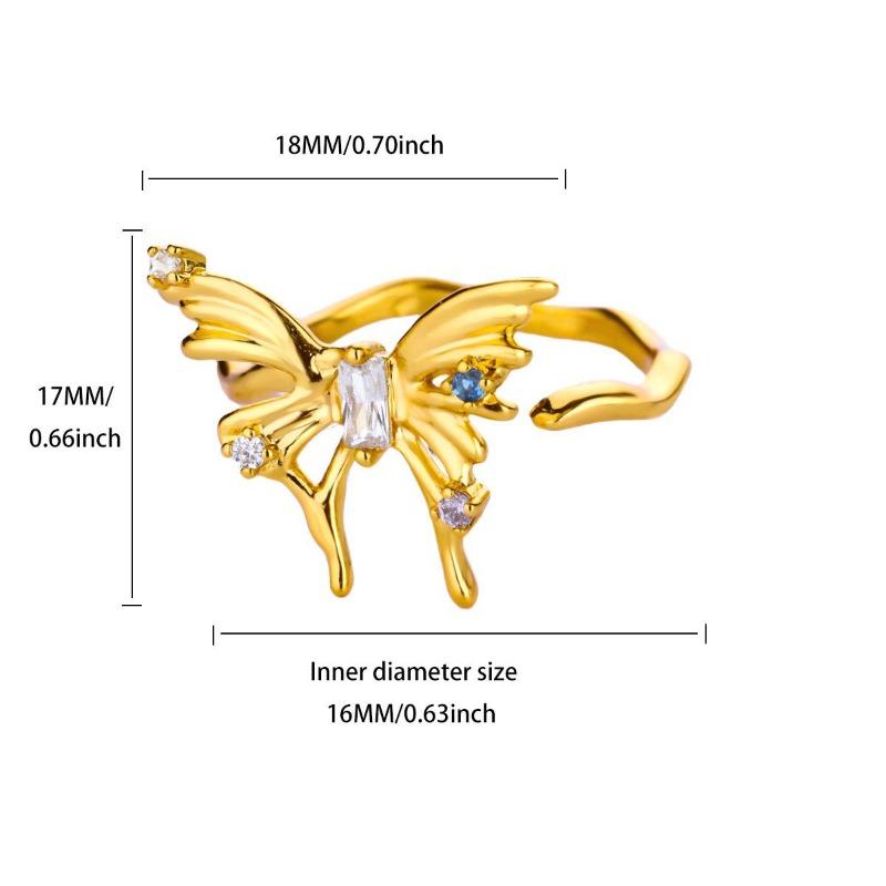 Irregular butterfly zir*****pen ring female niche design sense adjustable index finger ring cold wind new model