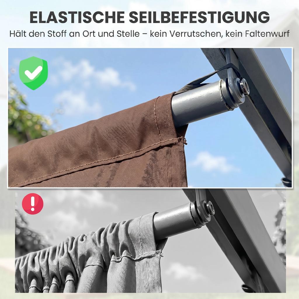 Einziehbare Pergola-Abdeckung, 2,55 x 2,5 m Ersatz-Markisenstoff für 3 x 3 m Gestell, Nur Dach, Braun