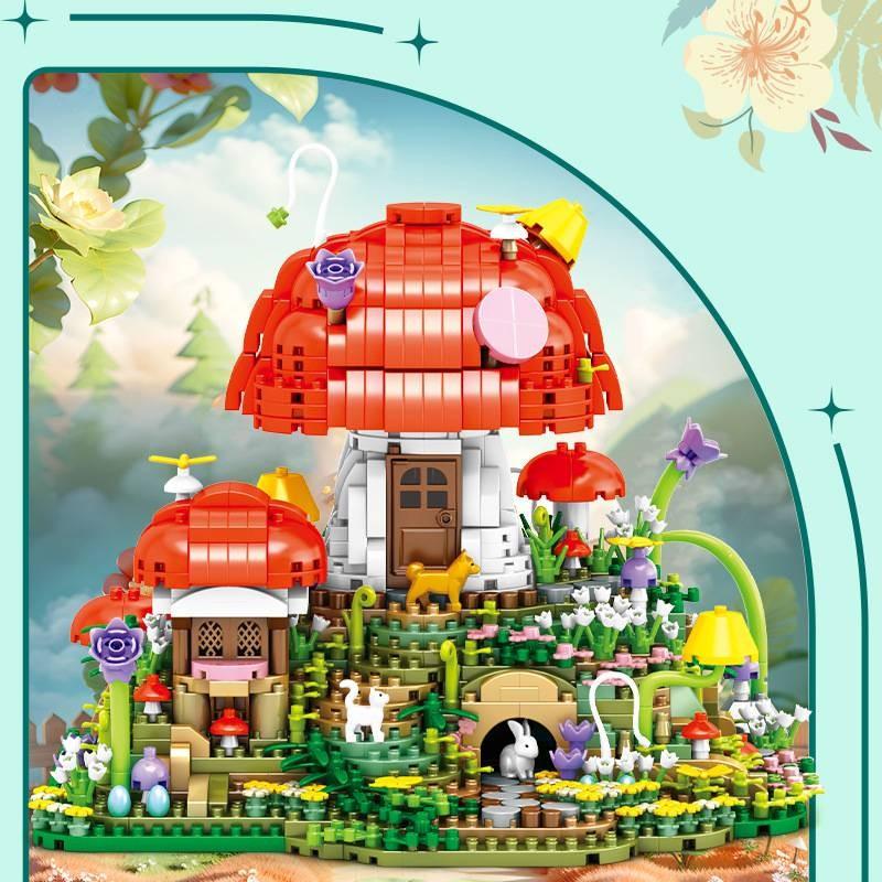 Micro Building Blocks Mushroom House With Abs Material For Diy Kids Creative Play