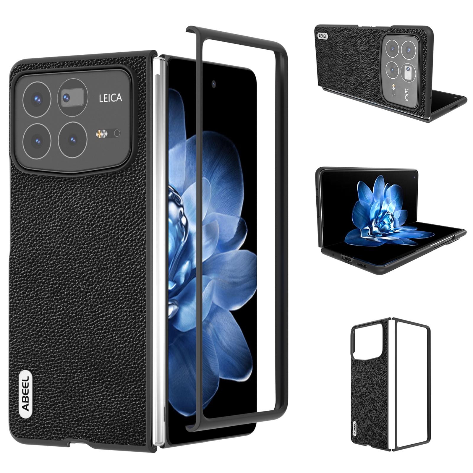 

ABEEL For Xiaomi Mix Fold 4 5G Case Litchi Texture Genuine Cow Leather+PC Phone Cover D