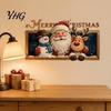 Holiday Background Decals for Shop Christmas Wall Stickers, Santa Claus Reindeer And Snowman with Photo Frame Indoor Ornaments Design, Removable