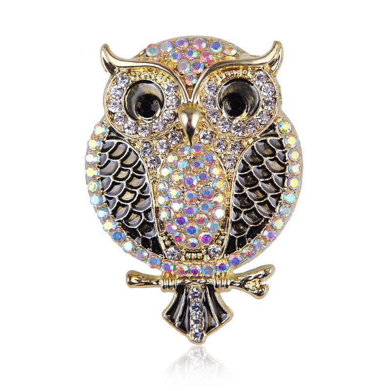 

Brooch For Women Metal Owl Animal Rhinestone Pin Creative Fashion Jewelry For Coat Office Party Wear
