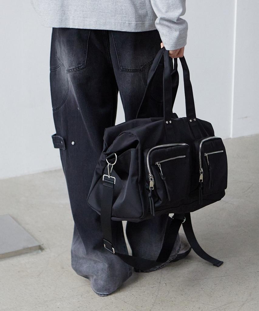 Maison Mined Two Pocket Boston Bag Black