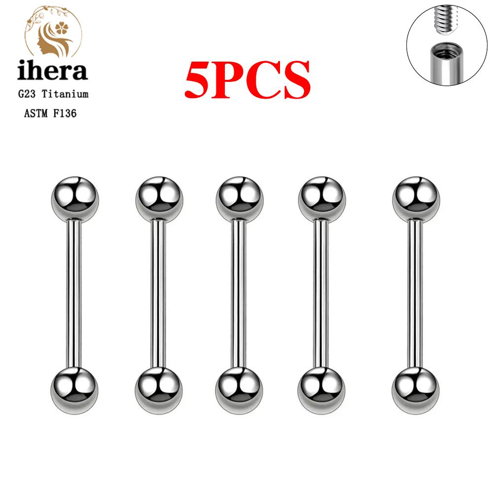 5/10PCS G23 Titanium Piercing Long Industrial Barbell Ring Tongue Nipple Bar 14G 16G Internal Thread Ear Cartilage Body Jewelry