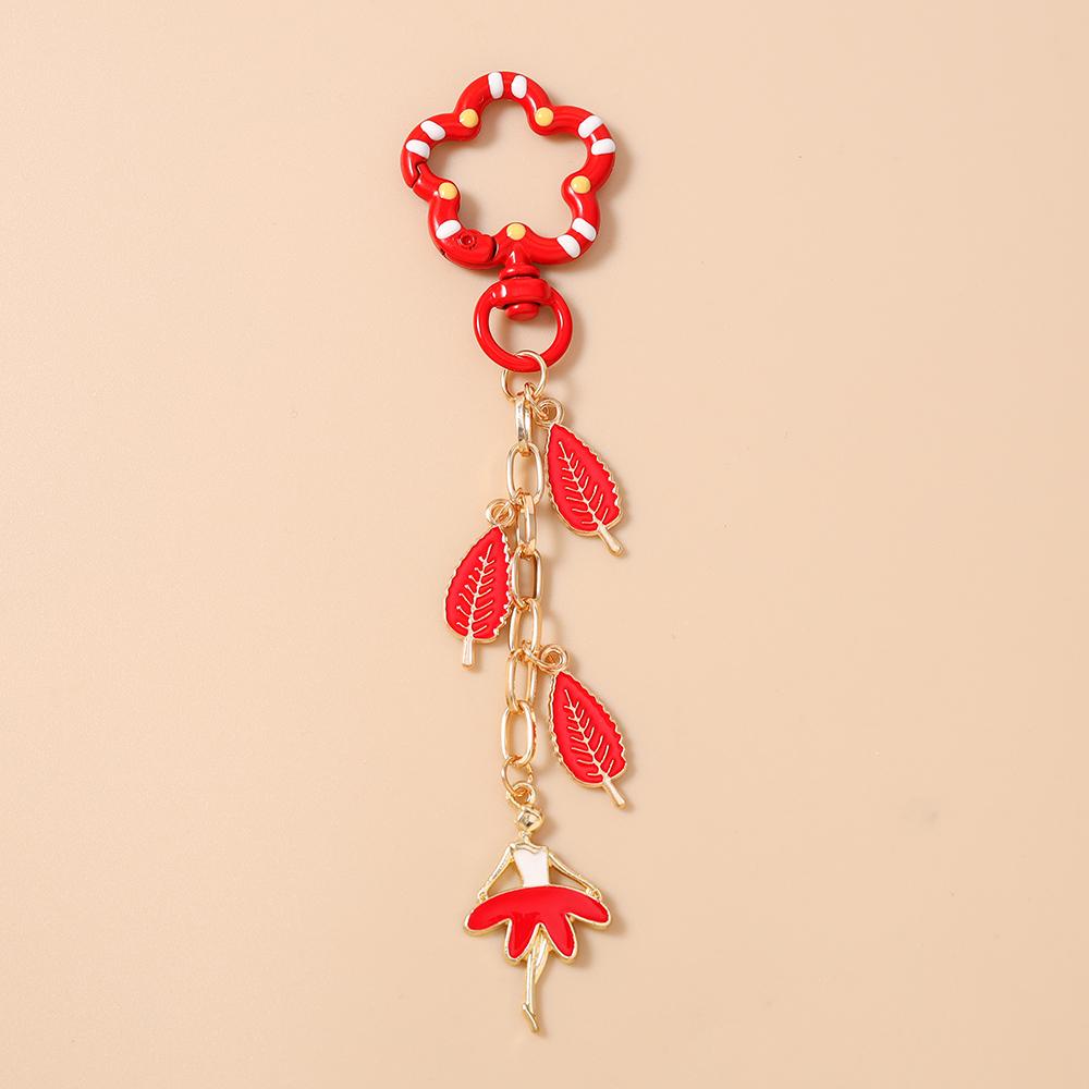 

Cute Enamel Fruit Cherry Strawberry Keychain Women Girls Leaf Key Ring Pendants for Handbag Decor DIY Handmade Jewelry Gift