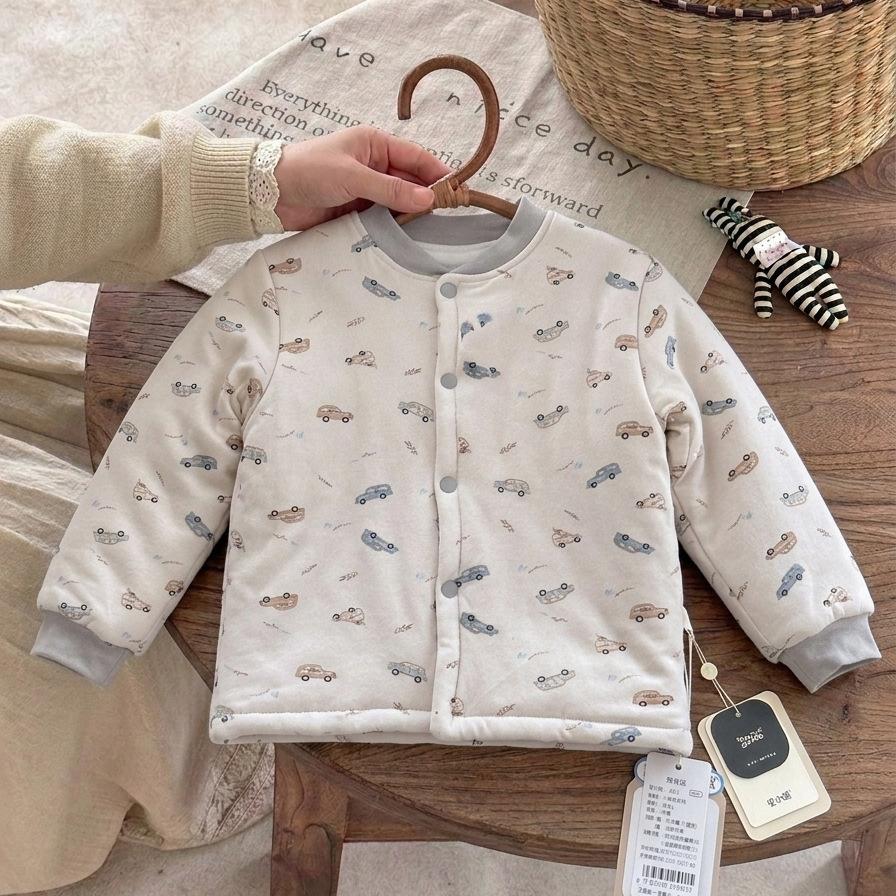 Machine washable handmade cotton-padded jacket, children's cotton-padded jacket, student school uniform with thickened warm boys cotton-padded jacket