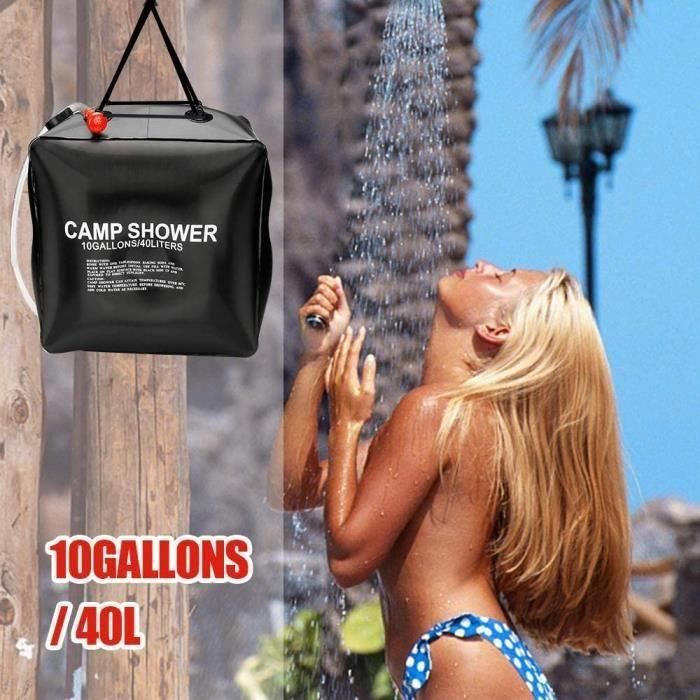 Sac de Douche Solaire - 40L - Portable - Pliable - Tête de douche avancée