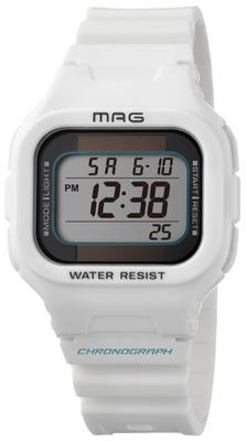MAG Digital Doble Uretano Ligeramente Adecuado para Reloj Blanco, Solar, Power, Resistente al Agua, Correa, Pequeño, Niños, MW-551A WH,