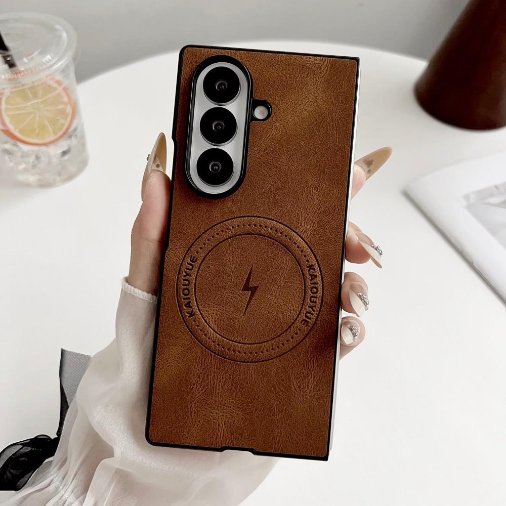 For Samsung Galaxy Z Fold 7 Case Luxury PU Leather Skin Magnetic Magsafe Protective Back Cover Case For Z Fold7 Phone Shell