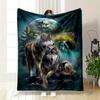 Wolves Moon Waterfall Print Blanket Bedroom Blanket for Livingroom Couch Lunch Break Soft Throw for Friend's Festival Gift