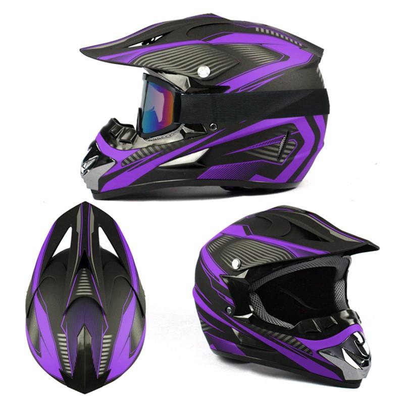 Full Face Motorcycle Helmet Off-Road ATV Dirt Bike Trail Racing Adult Unisex ABS Safety Gear With 3 Accessories