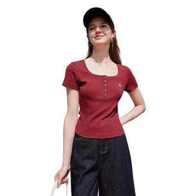 Women's Slim Fit U-Neck Knitted T-Shirt