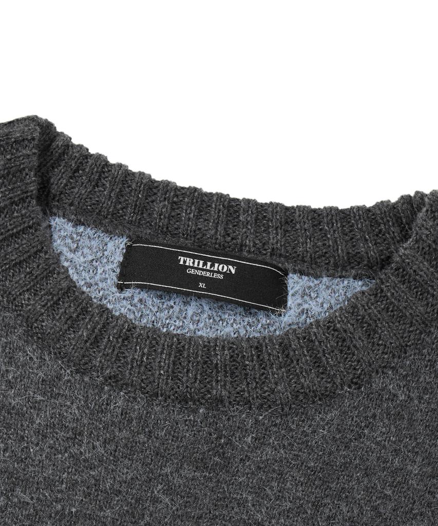 TRILLION Hairy Graphic Logo Oversized Jacquard Knit (Charcoal)