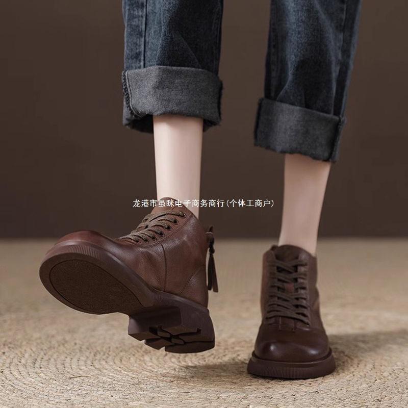 Brown British Martin Boots Women's 2025 Autumn New Short Women's Boots Casual Versatile Retro Short Boots Adult