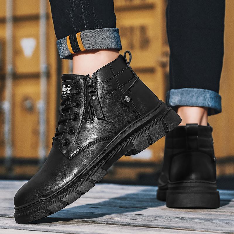 2024 Men's Vintage Work Shoes Autumn and Winter Thick Soled High Non Slip Casual Leather Boots Chelsea Desert Waterproof Boots