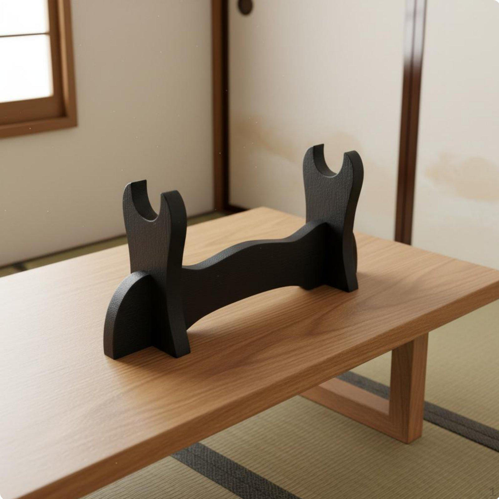 Wooden Sword Stand Solid Wood Material Tabletop Rack Sturdy Construction Samurai Display