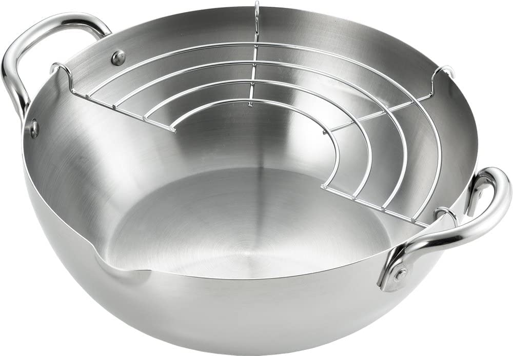 

Castle Enterprise Yoshikawa Gogi Stainless Steel Tempura Gift Wrapping Available Japanese-Made Pan, 20cm, Silver,