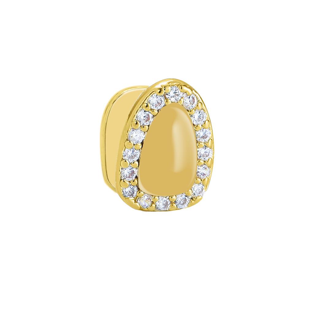 Diamond-Inlaid Gold Tooth Grillz - Hip Hop Style, Elegant Street Rap Accessory золотой