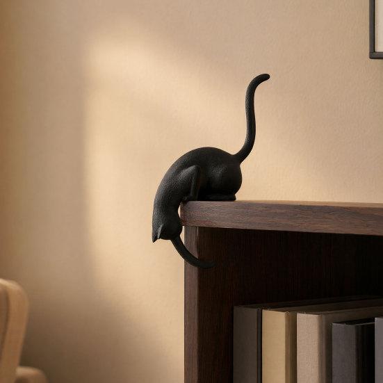 Yousheng 2Pcs 3D Printed Cat Shaped Hook, Black And White Cute Cat Key Hanger, Decorative Ornaments for Cat Lovers, Creative Home Decor Wall Shelf