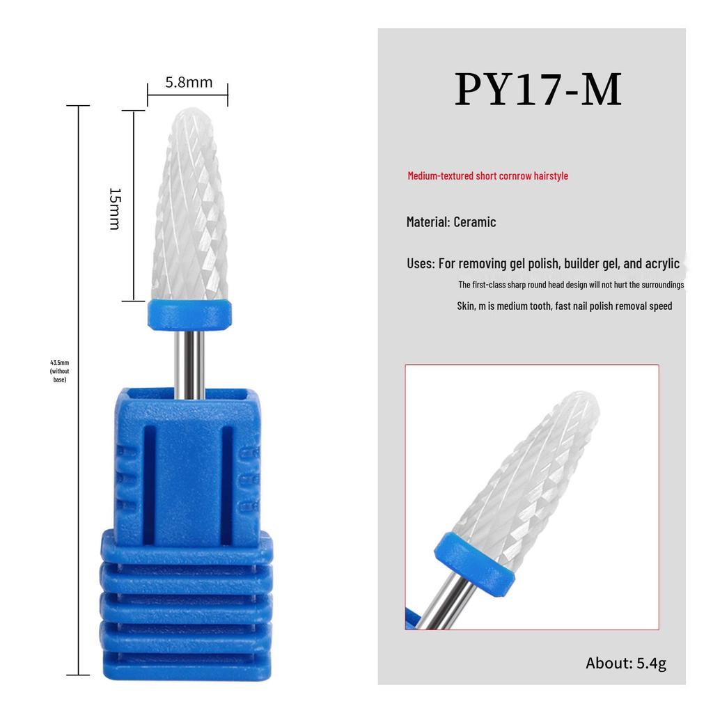 Ceramic Nail Grinding Head - Corn Bullet Rocket Shape for Electric Nail Grinder