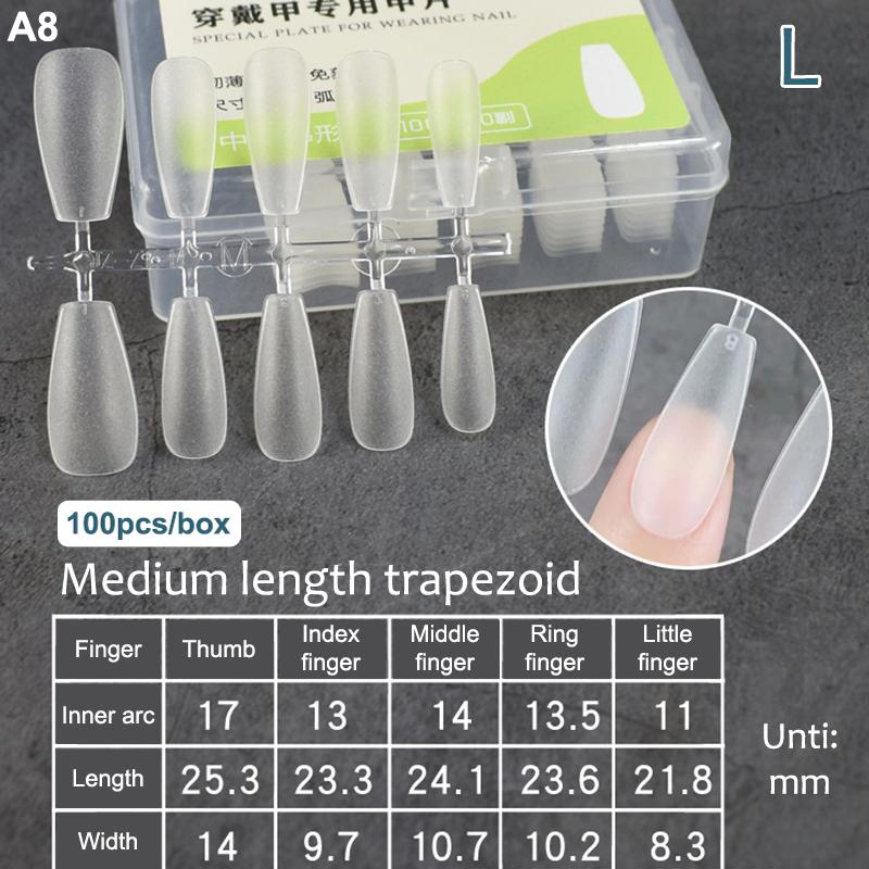 100Pcs/Box Fake Nail Tips Full Cover Coffin Press On Nail Extension Clear Soft Gel Tips False Nail Design Manicure Tools