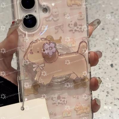 Korean Cute Cartoon Rotate Puppy Grip Tok Griptok Phone Holder  Stand Support For iPhone Samsung Universal Accessories Holder