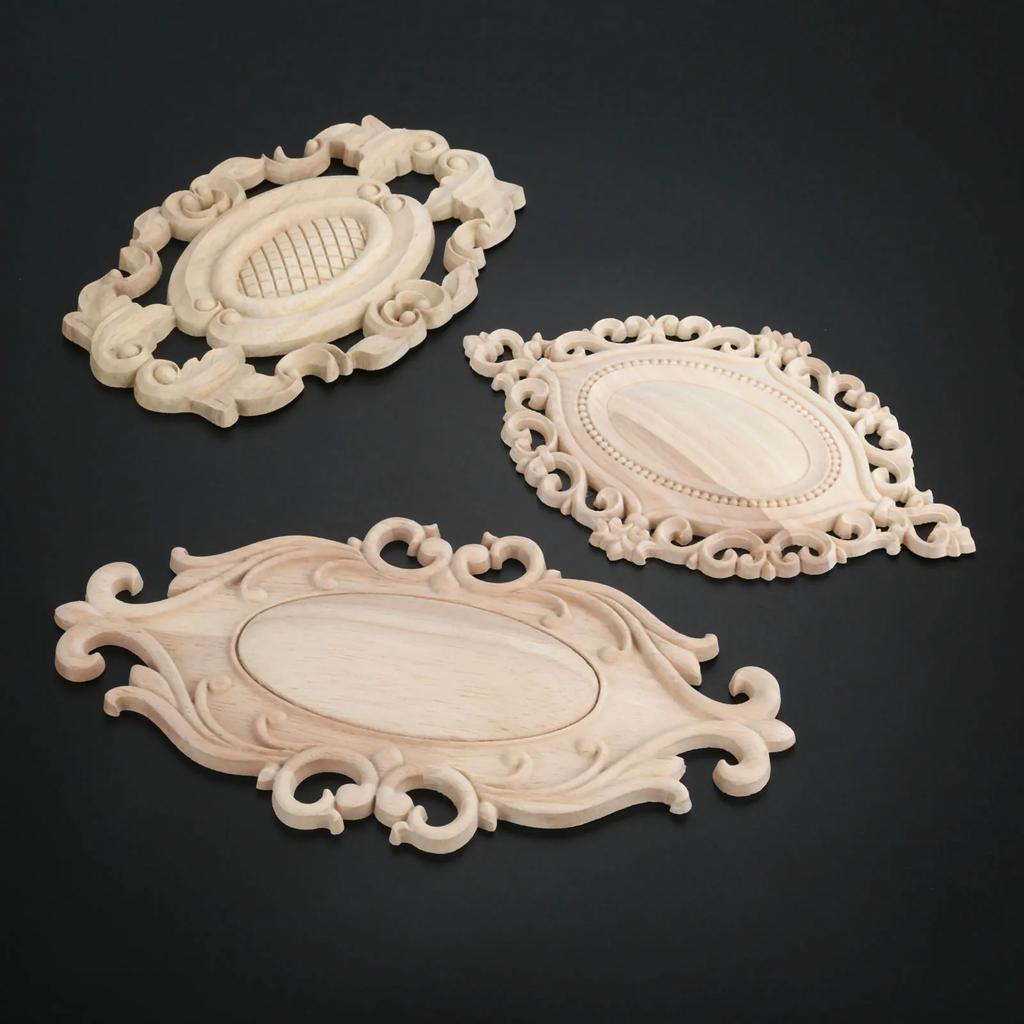 1 Pc Home Wood Carved Corner Appliques Frame Furniture Wall Doors Woodcarving Decal Decorative Decro Wooden Figurines Crafts