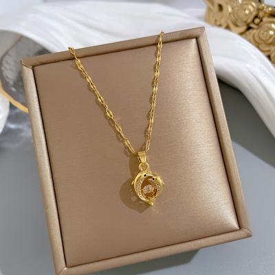 Trendy New Style Dolphin Pendant Necklace For Women Fashion Personality Simplicity Diamond -Encrusted Necklace Jewelry Wholesale