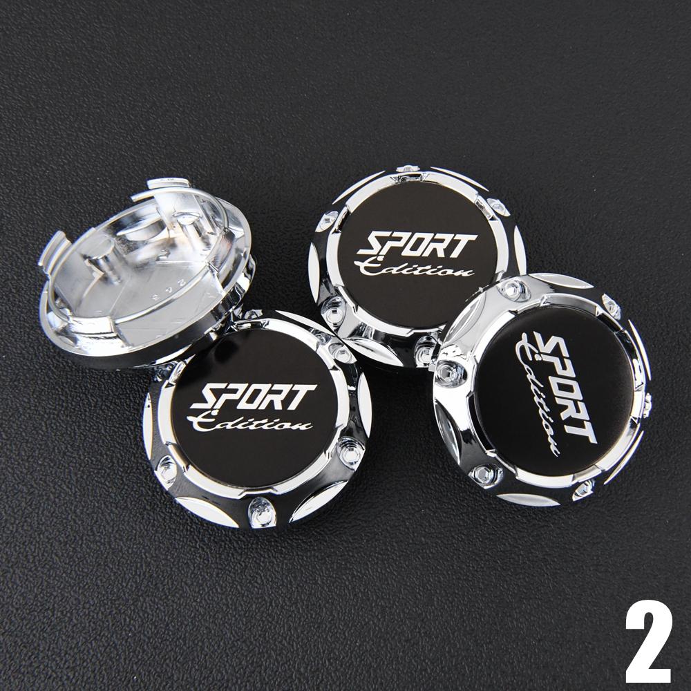 4PCS JDM Sport Rim Cap Clip 56mm Racing Sport Emblem Sticker Wheel Center Caps Hub Cap Black & Silver