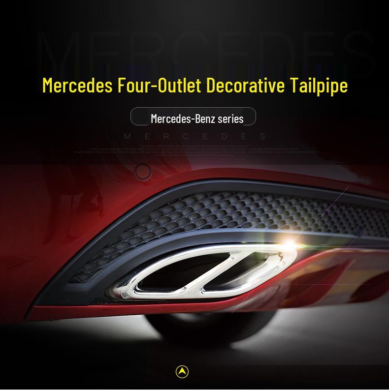 Couvercle de sortie d'échappement compatible pour Mercedes Classe A, C, E, GLC - Modification décorative à quatre sorties.