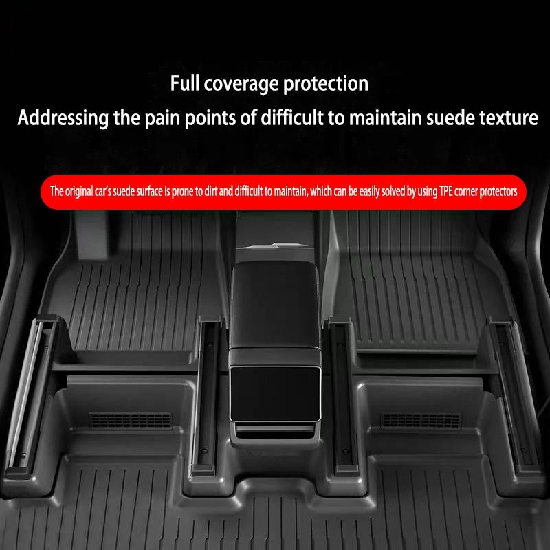 For Tesla ModelY Juniper 2025+ TPE Under Seat Corner Guard Seat Slide Rails Protector Cover Anti-Kick Decor Flocking Accessories