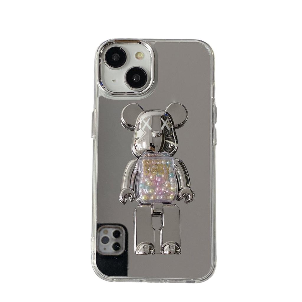 Mirror Case for iPhone11PRO Protective Case, Silver Beads, Apple 11/XR Violent Bear Holder, Mobile Phone Case.