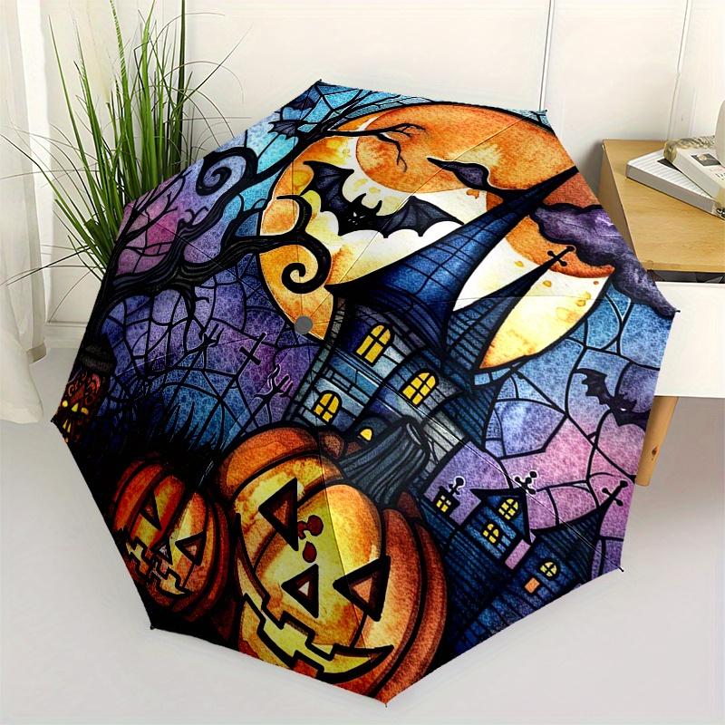 

Halloween Stained Pumpkin Halloween Party Decorations, Halloween Decorations Outdoor IndoorUmbrella, Portable 3-Fold Compact Umbrella,Mother s Day Hal