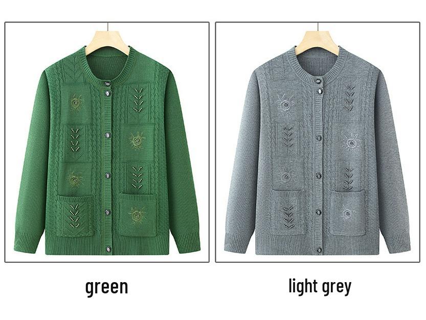 Women's Spring & Autumn Knit Cardigan for Middle-Aged & Elderly