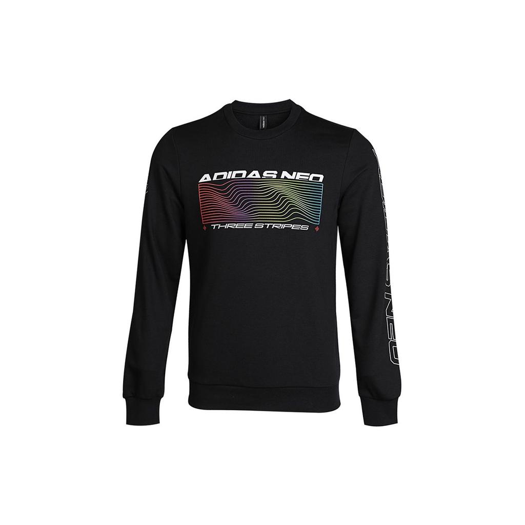 Adidas Neo Crewneck Letter Print Knit Pullover Sweater Men Sweatshirt Black GM2306