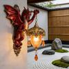 Miniature Wall Lamp Vintage Dragon Statue Glowing Soft Warm Light Decorative Wall Mount Sconce for Bedroom Living Room Hallway