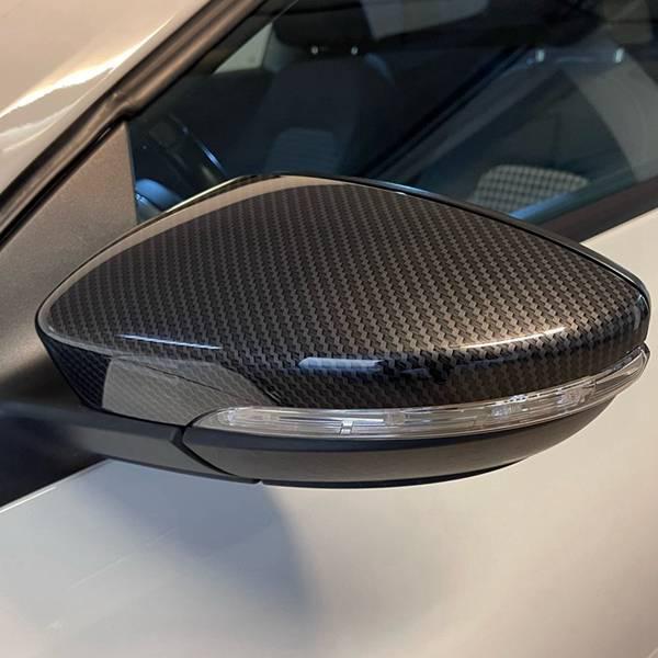 Volkswagen High-End Model Carbon Fiber Texture Plastic Rearview Mirror Cover.