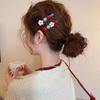 2 Stück Mädchen Haarspange Rutschfest Floral Design Handbemalte Blumen Runde Perlen Seitenpony Haarspangen Pendlerstil Haarschmuck