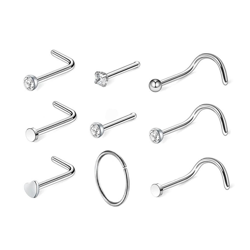 Nose Studs Set Removable Shaped Party Steel Reusable Stainless Decoration Jewelry Fashion Accessory Men Piercing DIY