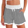 Women's Fashionable Relaxed-fit Striped Shorts With An Elasticated Waist Drawstring And Pockets