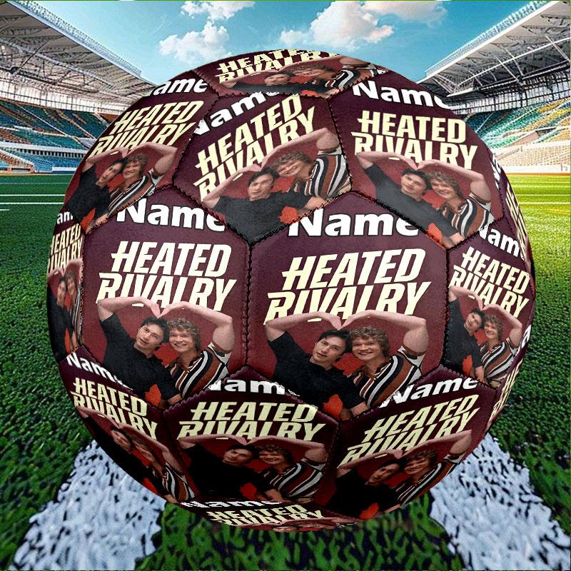 Custom Name Personalized Heated Rivalry Print Size 5 Soccer Ball Training & Match Football, for Team, Kicking, Gift for Football Enthusiasts