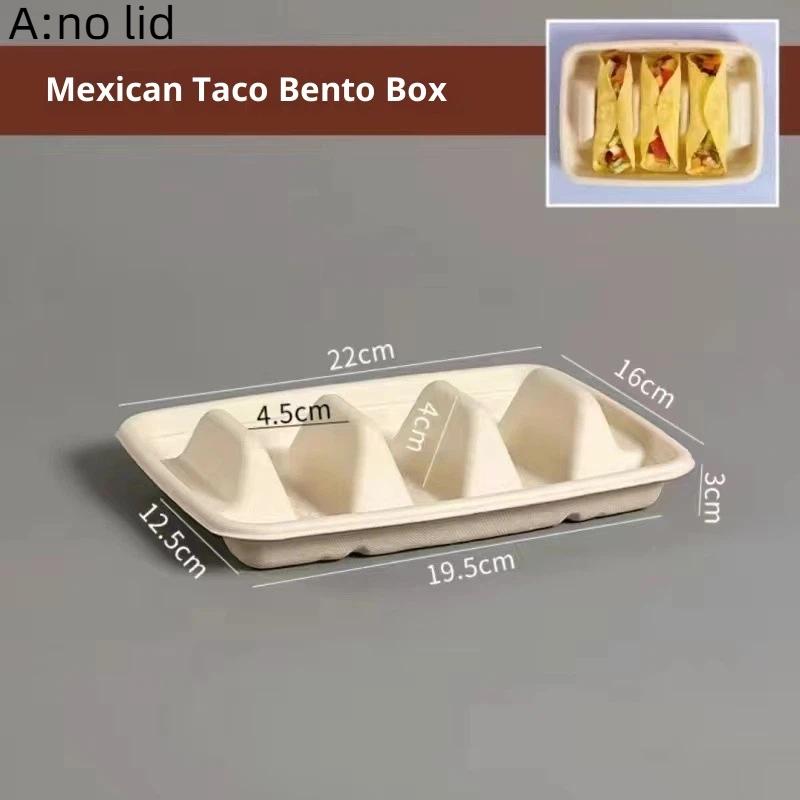

20Pcs Disposable 3-Compartment Taco Plates - Stackable Taco Trays Holder, No Mess Dining Keep Tacos Upright Serving Plates