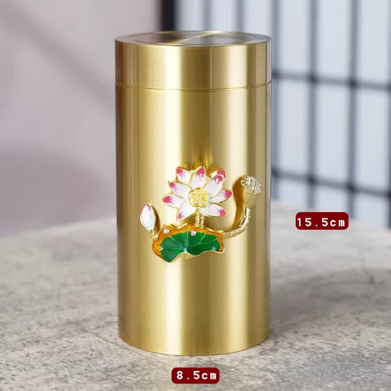 

Large Chinese Style Zinc Alloy Airtight Tea Storage Canister