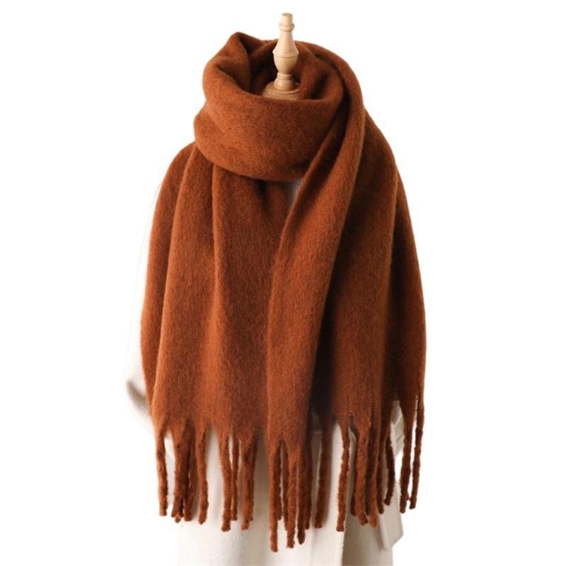 Long Tassels Neckerchief Solid Color Scarf Lightweight Yet Warm Headscarf Shawl For Casual or Formal Wear Daily