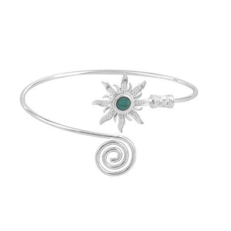 Retro Sunflower Bracelet Metal Jewelry Women's High-end Open Bracelet Adjustable Arm Ring