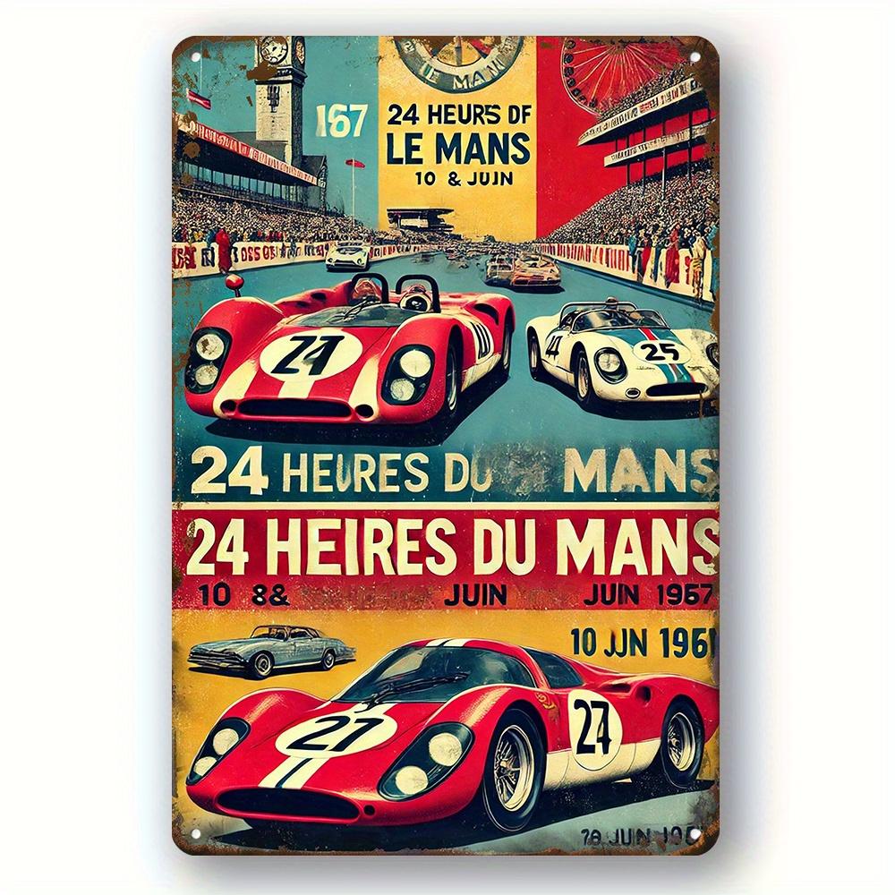 

Vintage 1967 Le Mans 24Hour Race Car Metal Sign Retro Iron Wall Art with Classic Racing Scene Perfect for Bar Cabin Garage 20x30cm（7.8x11.8inch）