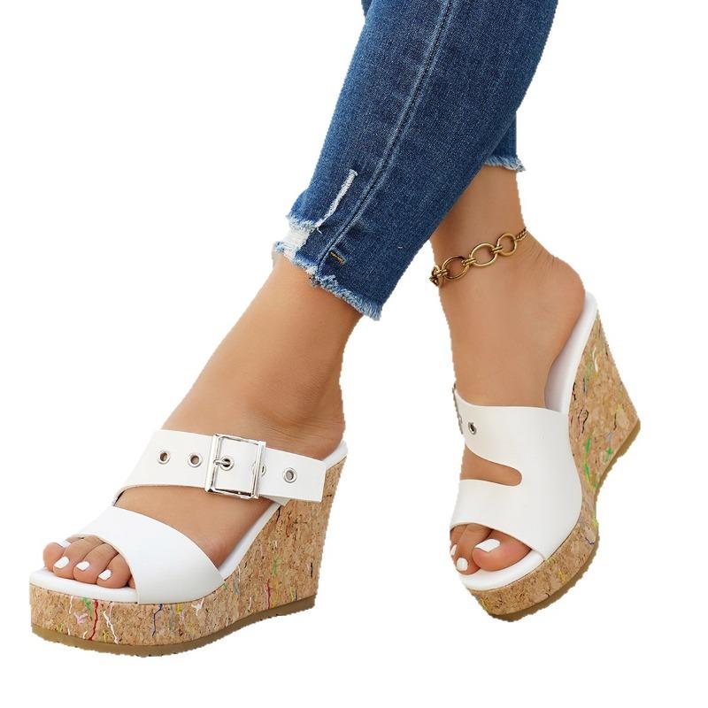 Pegged-toe Slippers for Women, New Style, Thick Sole, Fish-tail Heel, High Heel Shoes Devotion
